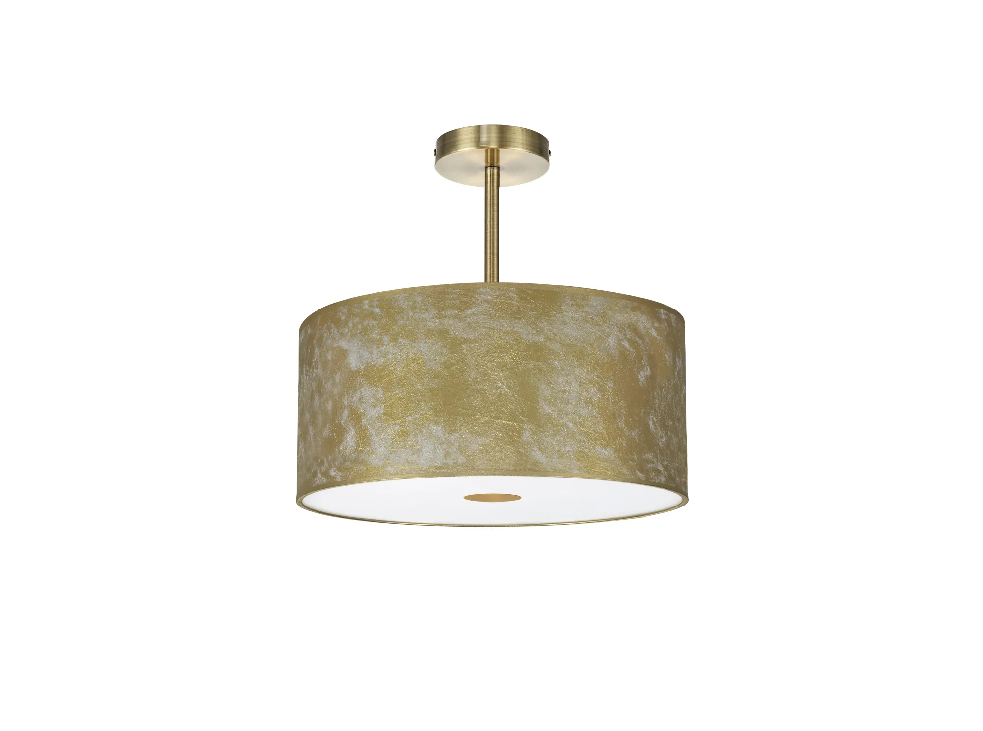 Baymont 40cm Semi Flush 1 Light Antique Brass, Gold Leaf, Frosted Diffuser DK0825  Deco Baymont AB GL